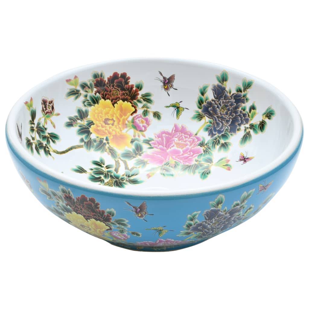 vidaXL - Opzetwasbak - rond - Φ41x14 - cm - keramiek - meerkleurig-2