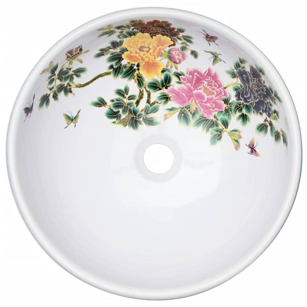 vidaXL - Opzetwasbak - rond - Φ41x14 - cm - keramiek - meerkleurig-3