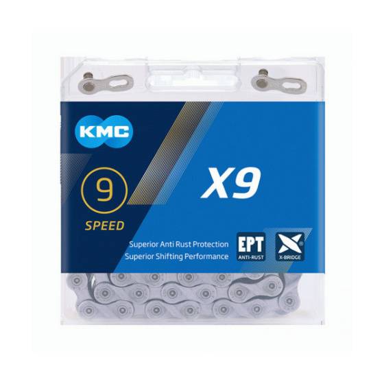 Ketting 9 speed KMC X9 EPT 114 schakels - donker zilver-2