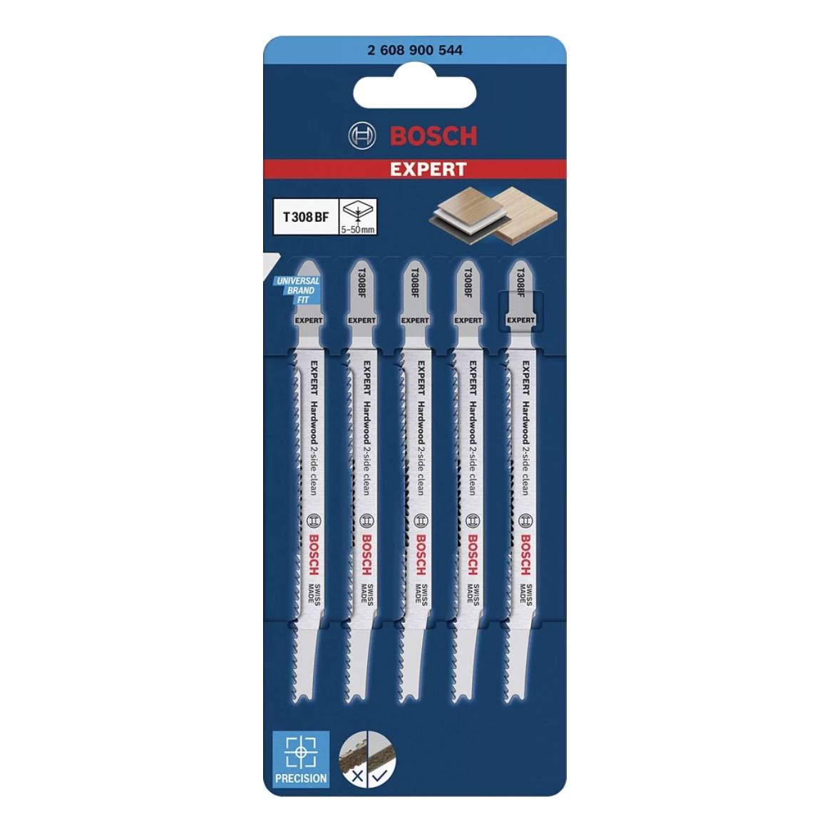 Bosch EXPERT decoupeerzaagblad T308BF Hardhout 2-zijdig schoon 5st-1