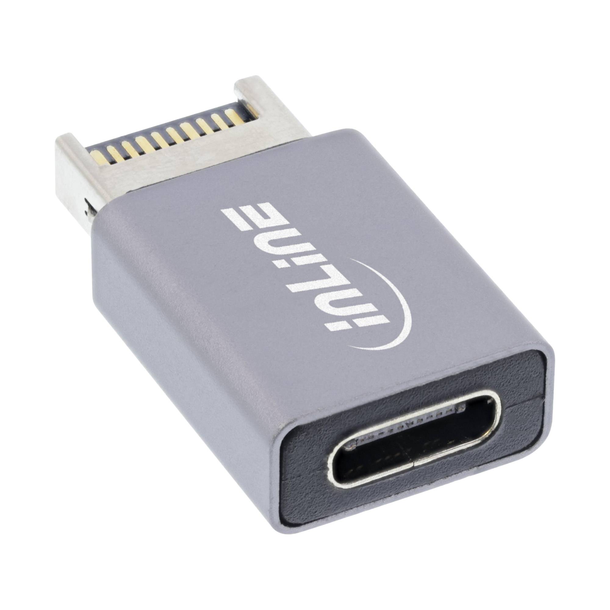 InLine® USB 3.2 adapter, interne USB-E frontpaneelplug naar USB-C female-0