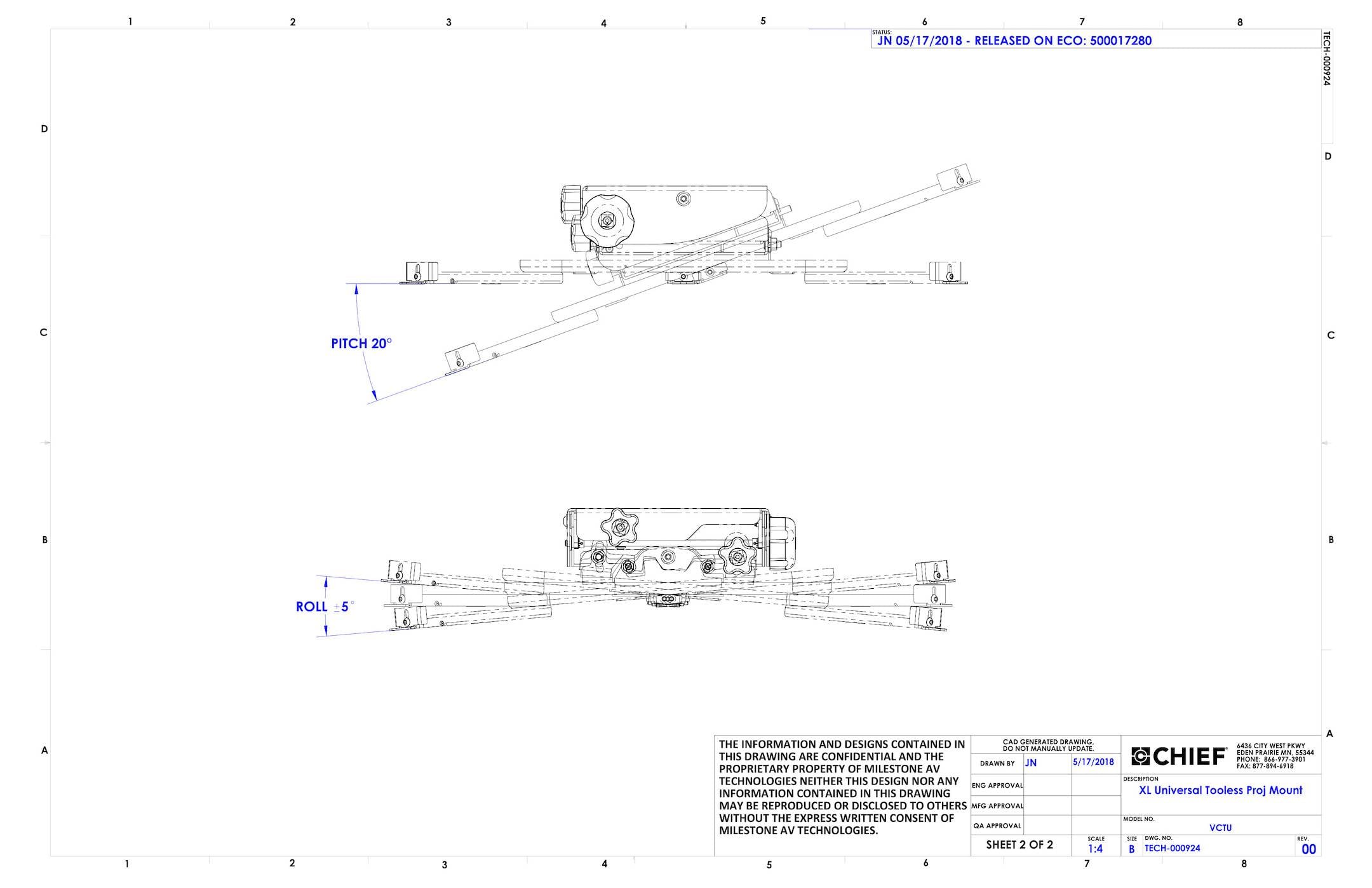 Chief XL Universele Gereedschapsloze Projectorbevestiging zwart 68 kg-4