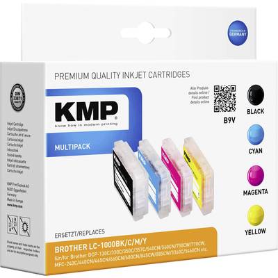 KMP Inktcartridge vervangt Brother LC-1000 Compatibel Combipack Zwart, Cyaan, Magenta, Geel B9V 1035,0005