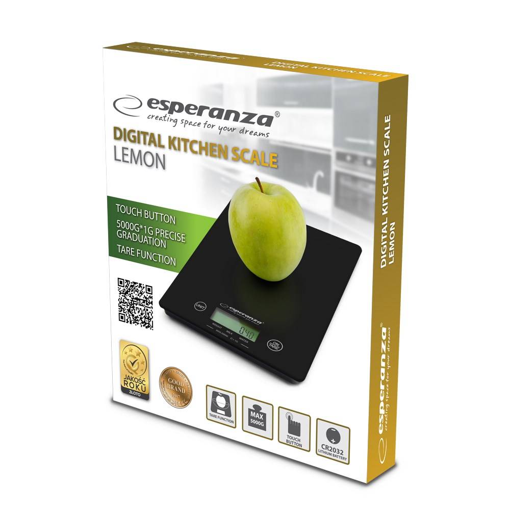 Esperanza EKS002K Elektronische keukenweegschaal Zwart Rechthoekig Tafelmodel-2