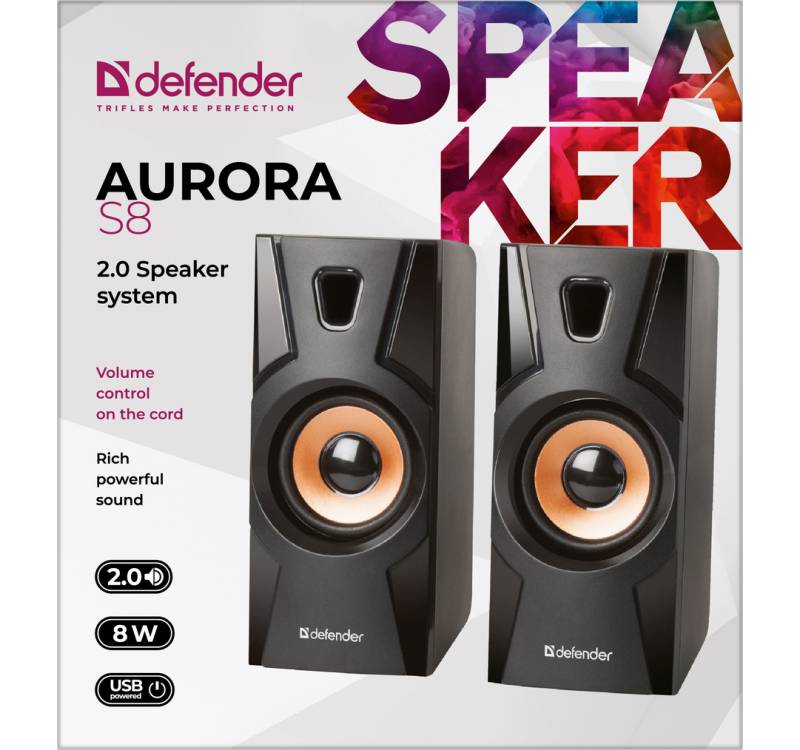 SPEAKERS DEFENDER AURORA S8 2.0 8W USB-3