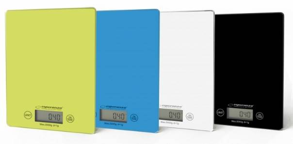 Esperanza EKS002G keukenweegschaal, elektronische keukenweegschaal, groen/geel, rechthoekig model voor op het aanrecht.-1