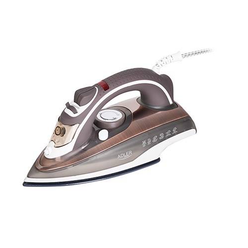 Adler AD 5030 strijkijzer, stoomstrijkijzer, keramische zoolplaat, 3000 W, bruin, grijs, wit-0