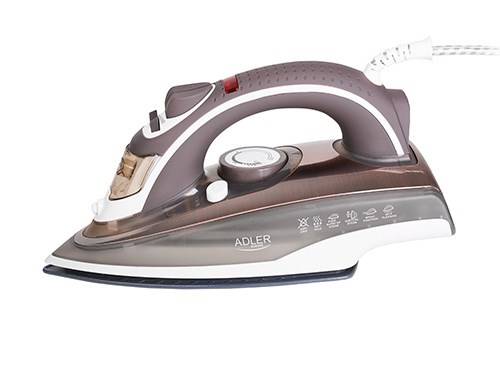 Adler AD 5030 strijkijzer, stoomstrijkijzer, keramische zoolplaat, 3000 W, bruin, grijs, wit-1