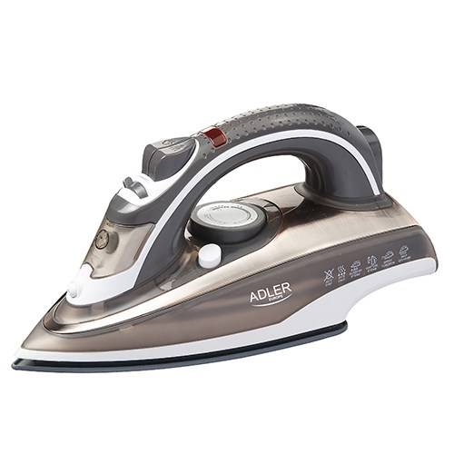 Adler AD 5030 strijkijzer, stoomstrijkijzer, keramische zoolplaat, 3000 W, bruin, grijs, wit-4