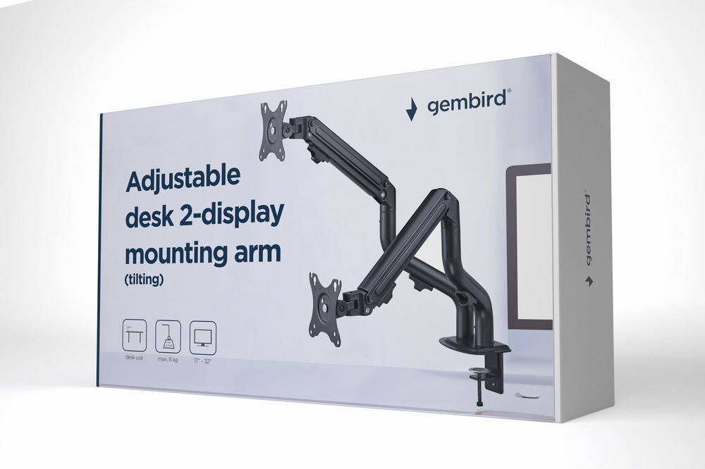 GEMBIRD MA-DA2-02 Houder; 8kg; 17÷32"; zwart; Arml: 515mm; aluminium,plastic,staal - 1 stuk-2