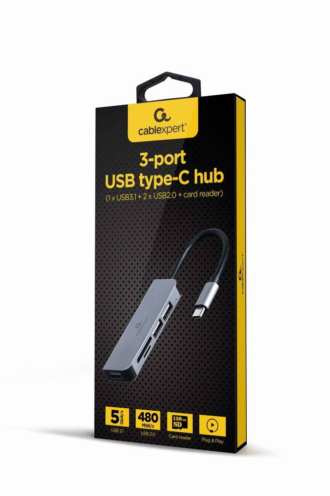 GEMBIRD UHB-CM-CRU3P1U2P2 Hub USB; USB-A aansluiting 2x,USB-C-stekker; Cablexpert; grijs - 1 stuk-3
