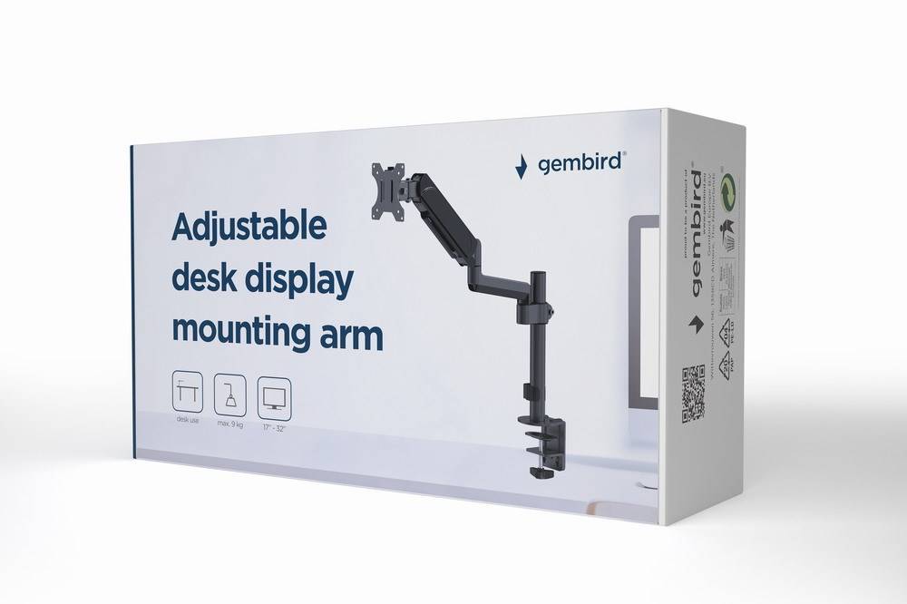 GEMBIRD MA-DA1P-01 Houder; 9kg; 17÷32"; zwart; Arml: 533mm; aluminium,plastic,staal - 1 stuk-2