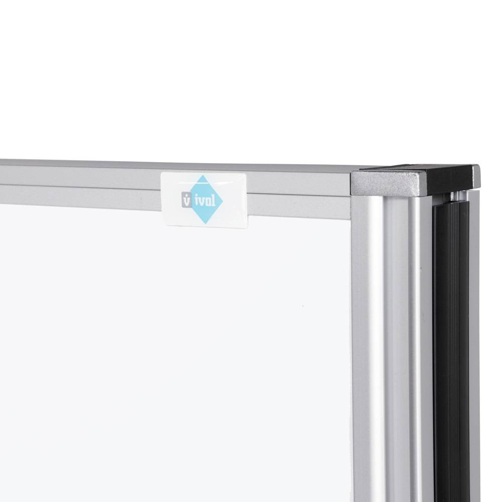 Mobiele scheidingswand - Akoestisch paneel/whiteboard - 120x160 cm - Licht grijs/Wit-2