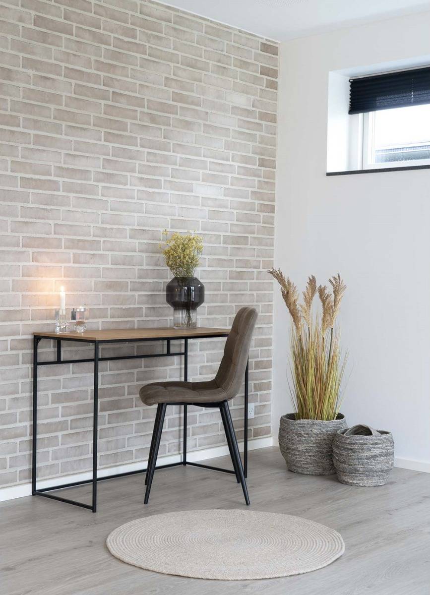 Eiken look Bureau met zwart frame-3