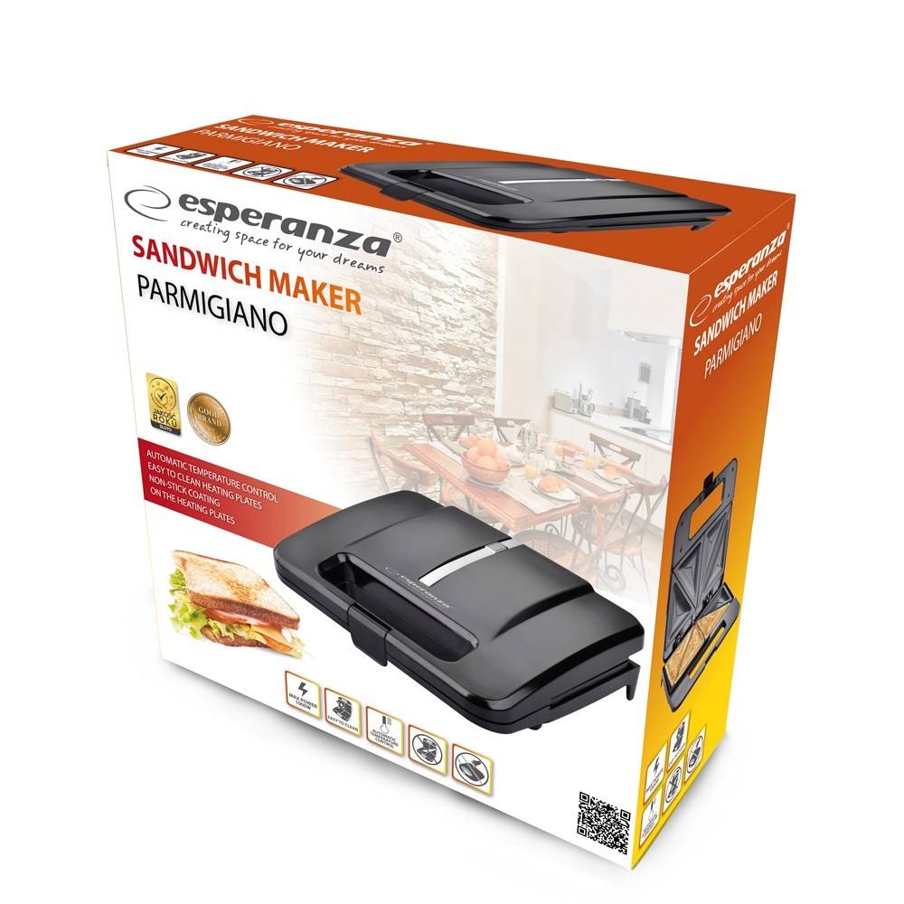 Esperanza EKT010 Sandwich Toaster 1000W Zwart-3