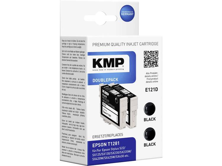 KMP Cartridge set van 2 E121D vervangt Epson T1281 Zwart