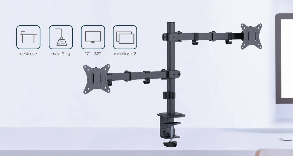 GEMBIRD MA-D2-03 Houder; 9kg; 17÷32"; 75x75mm,100x100mm; monitor x2 - 1 stuk-4