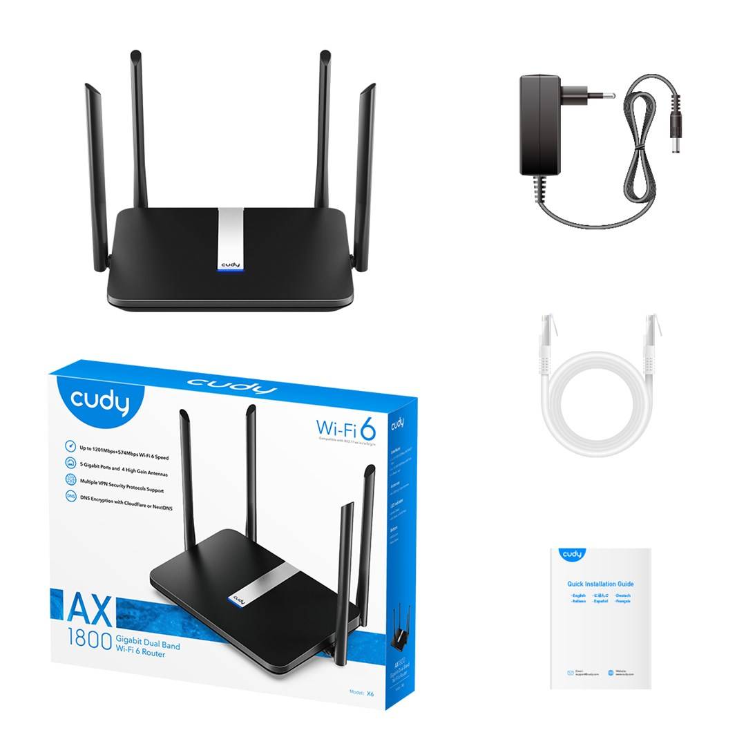 Cudy X6 wireless router Gigabit Ethernet Dual-band (2.4 GHz / 5 GHz) Black-4