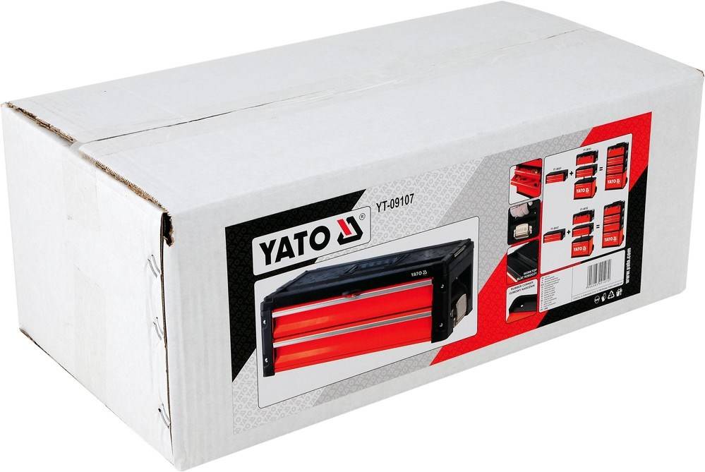 Yato YT-09107 gereedschapskist/onderdelendoos, metaal, zwart. Ed-3