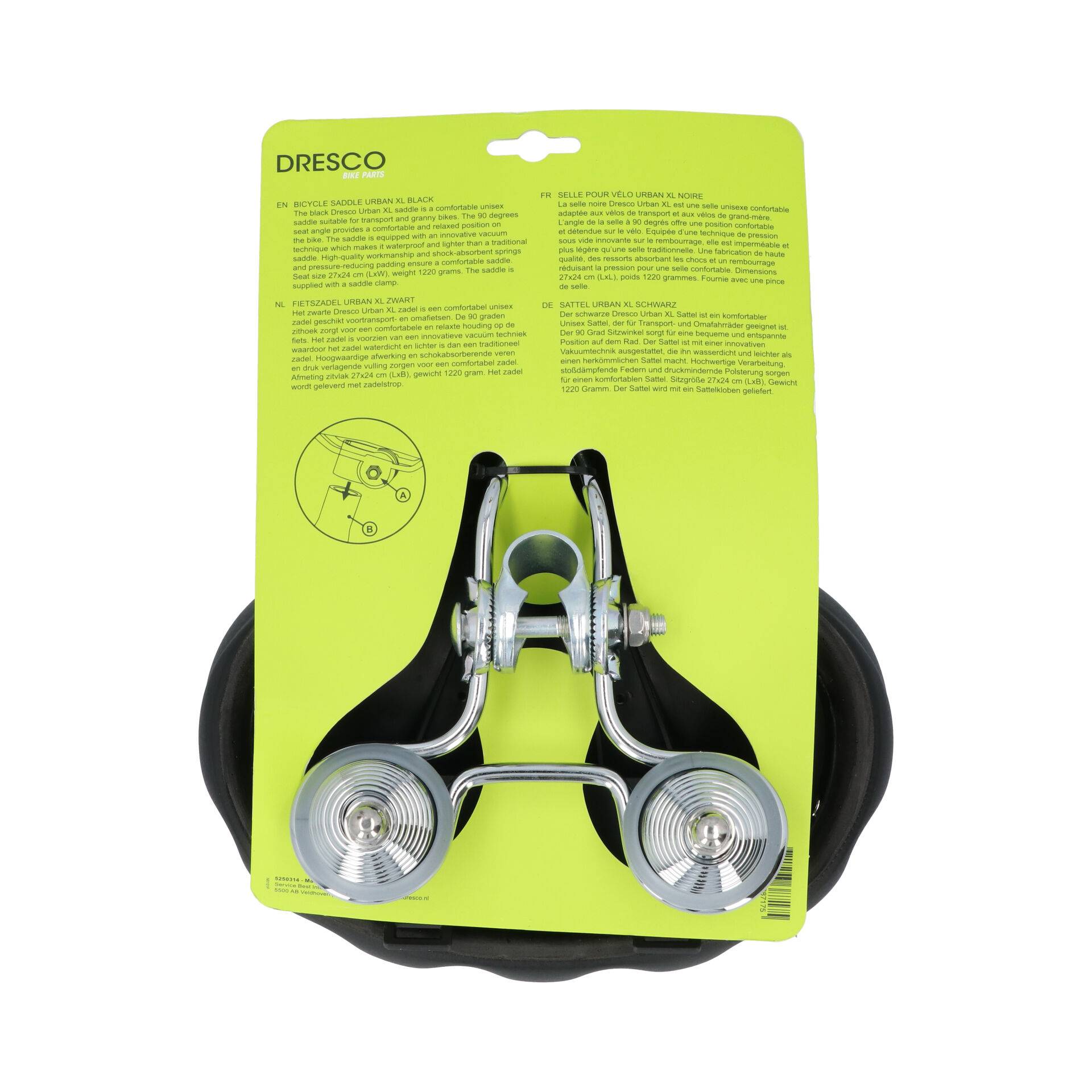 Dresco Fietszadel Urban XL Zwart-1