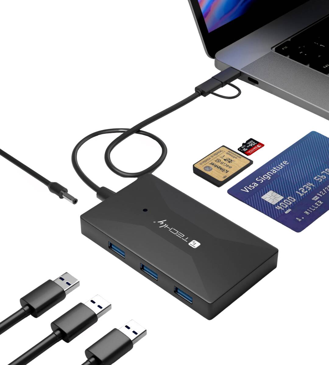 Techly IUSB-CARD-AC582 geheugenkaartlezer USB 3.2 Gen 1 (3.1 Gen 1) Type-A/Type-C Zwart-4