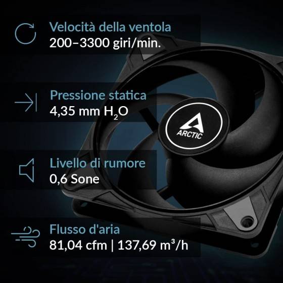 Arctic P12 Max - High-performance 120 mm PWM Lüfter CPU-koellichaam met ventilator Zwart (b x h x d) 120 x 25 x 120 mm-8