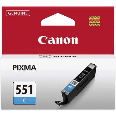 Canon inktpatroon voor PIXMA-printers, Model 551 C, Cyaan. Verpakking toont 'Origineel Canon' en afbeelding van de inktpatroon.