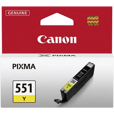 Canon inktpatroon 551 in Geel, Pixma serie, afgebeeld in originele verpakking. Bovenaan staat 'Genuine Canon'.