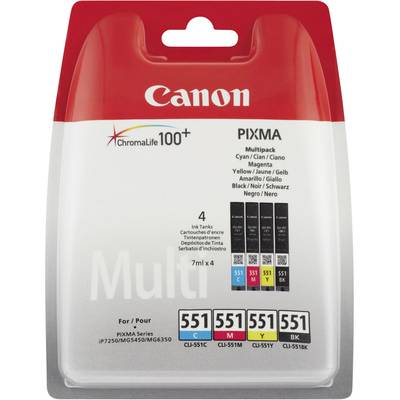 Canon Inktcartridge CLI-551BKCMY Origineel Combipack Foto zwart, Cyaan, Magenta, Geel 6509B009