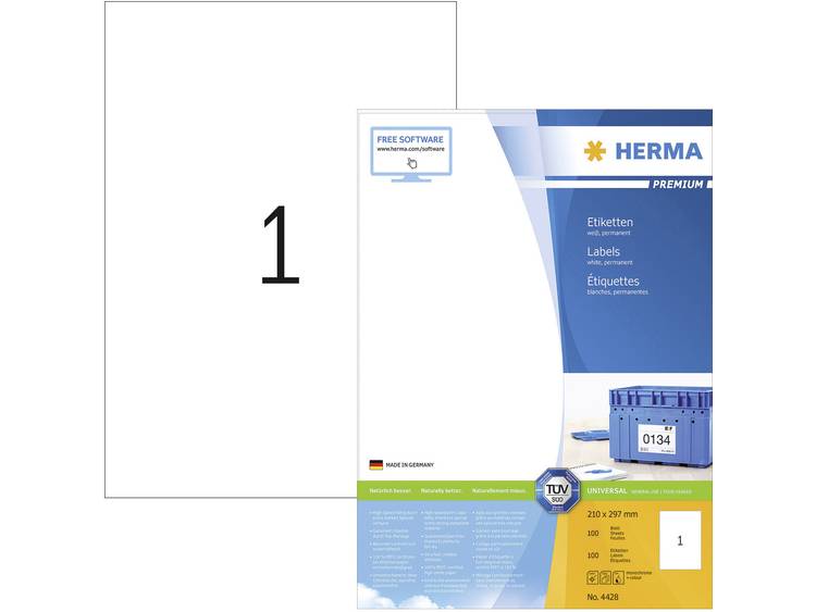 Etiket Herma 4428 210x297mm A4 premium wit 100stuks