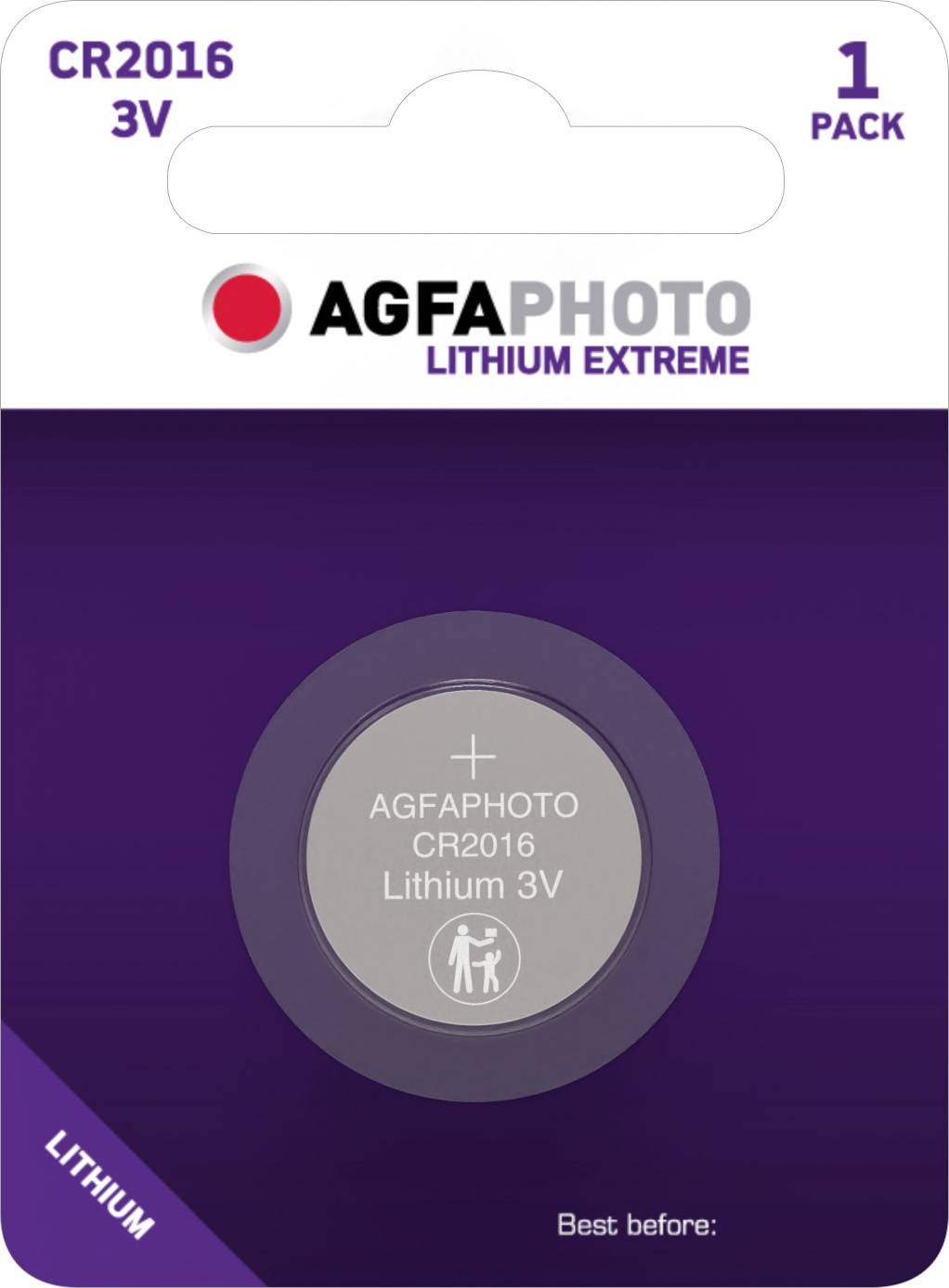 Agfaphoto Batterij Lithium, Knoopcel, CR2016, 3V Extreme, Retail blisterverpakking (1-pack)-0