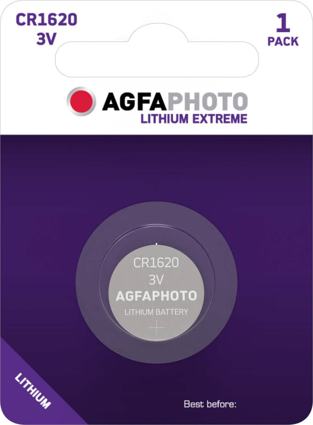 Agfaphoto Batterij Lithium, Knoopcel, CR1620, 3V Extreme, Retail-blisterverpakking (1-pack)-0