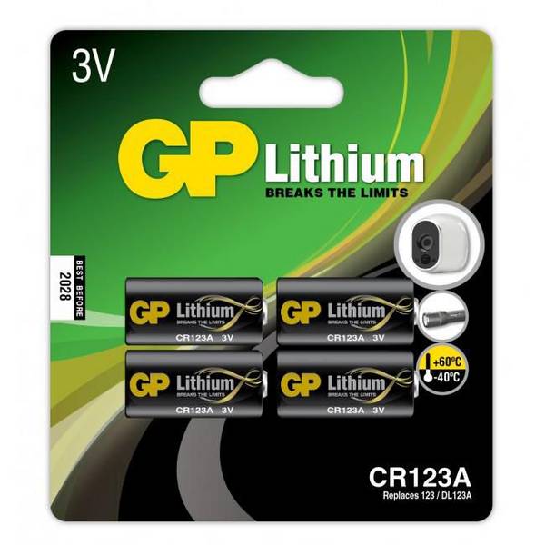 GP Lithium CR123A, verpakking van 4 stuks