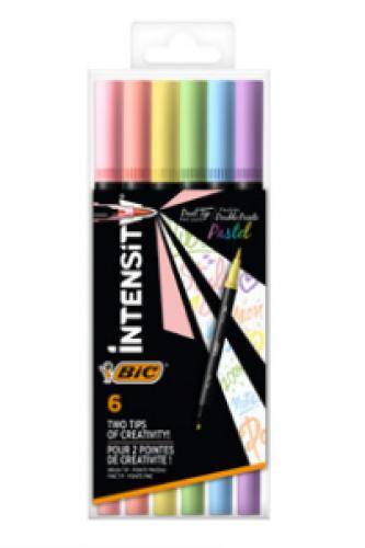 BIC 3086123681323 BIC - viltstift Intensity Dual tip, etui van 6 stuks, pastel-1