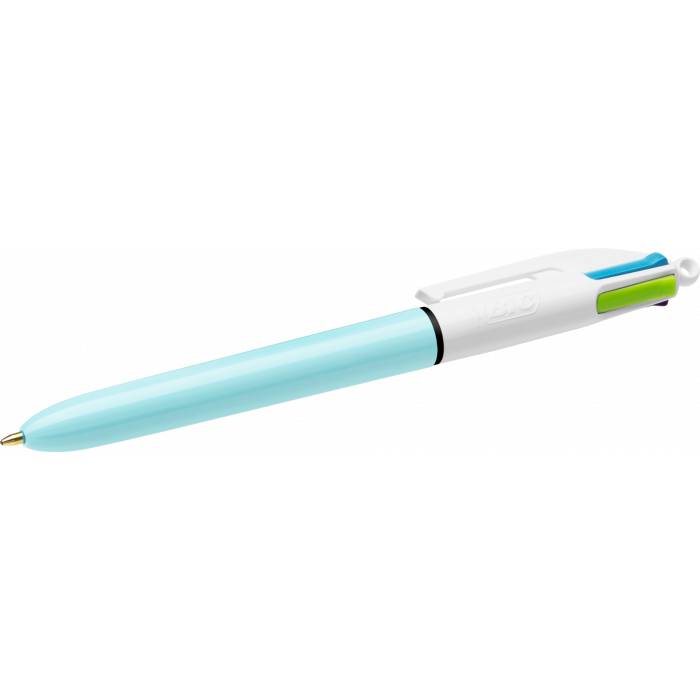 BIC 3086123192805 BIC - Colours Fun 4-kleurenbalpen, medium, pastel inktkleuren, lichaam pastelblauw-1