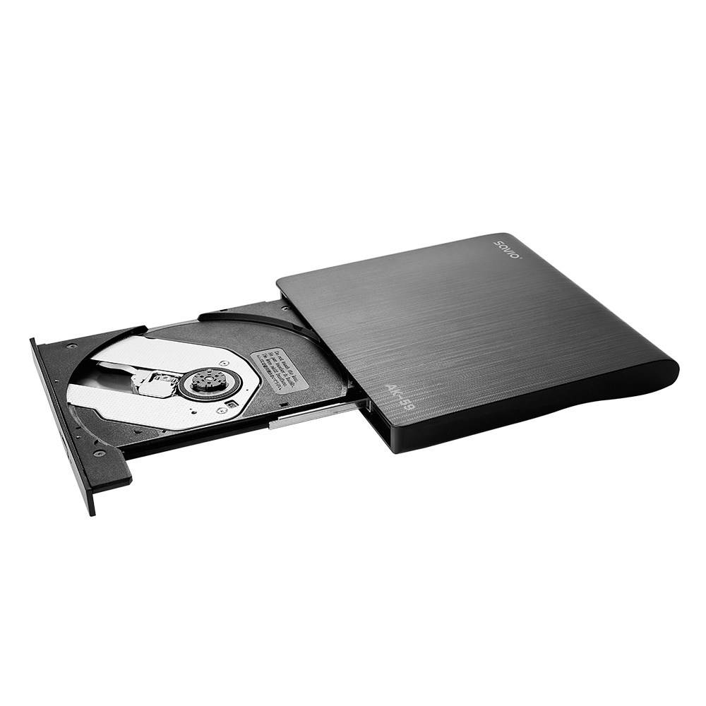 SAVIO AK-59 Externe slanke CD/DVD-recorder R/RW - USB-C/USB-A, zwart-3