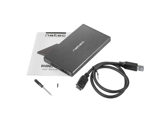 NATEC RHINO GO USB 3.0-behuizing voor 2,5'' SATA HDD/SSD, zwart aluminium-6