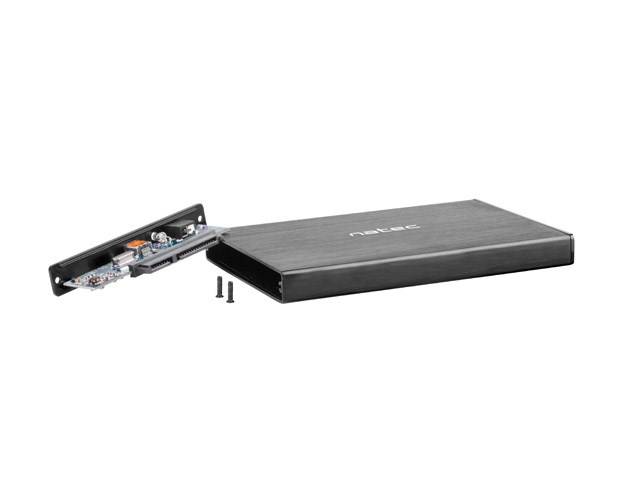 NATEC RHINO GO USB 3.0-behuizing voor 2,5'' SATA HDD/SSD, zwart aluminium-2