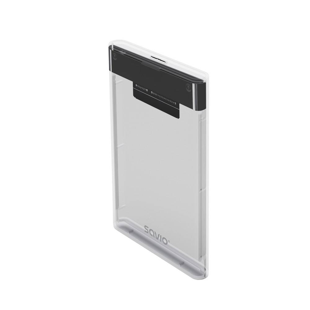 Savio 2,5" externe HDD/SSD-behuizing, USB 3.0, transparant, AK-66-5