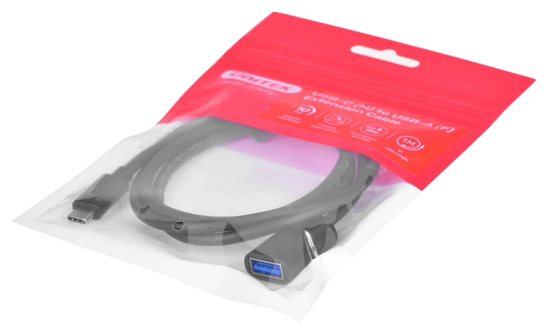 Kabeladapter Unitek (C476BK-1M) USB-C (M) - USB-A (F) 10 Gbps 60 W-1