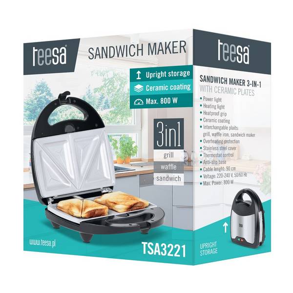 Teesa sandwichmaker 3-in-1 keramische pads