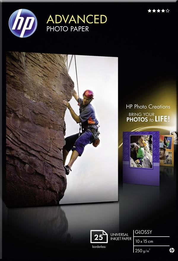 HP Advanced Glossy Randloos Fotopapier - 25 vellen/10 x 15 cm