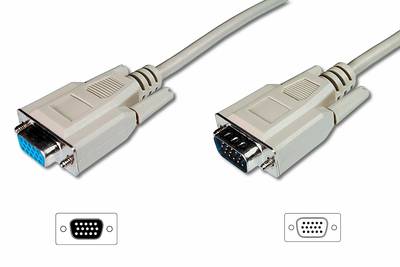 Assmann group AK-310200-050-E VGA-kabel VGA Verlengkabel VGA-stekker 15-polig, VGA-bus 15-polig 5.00 m Grijs Schroefbaar-1