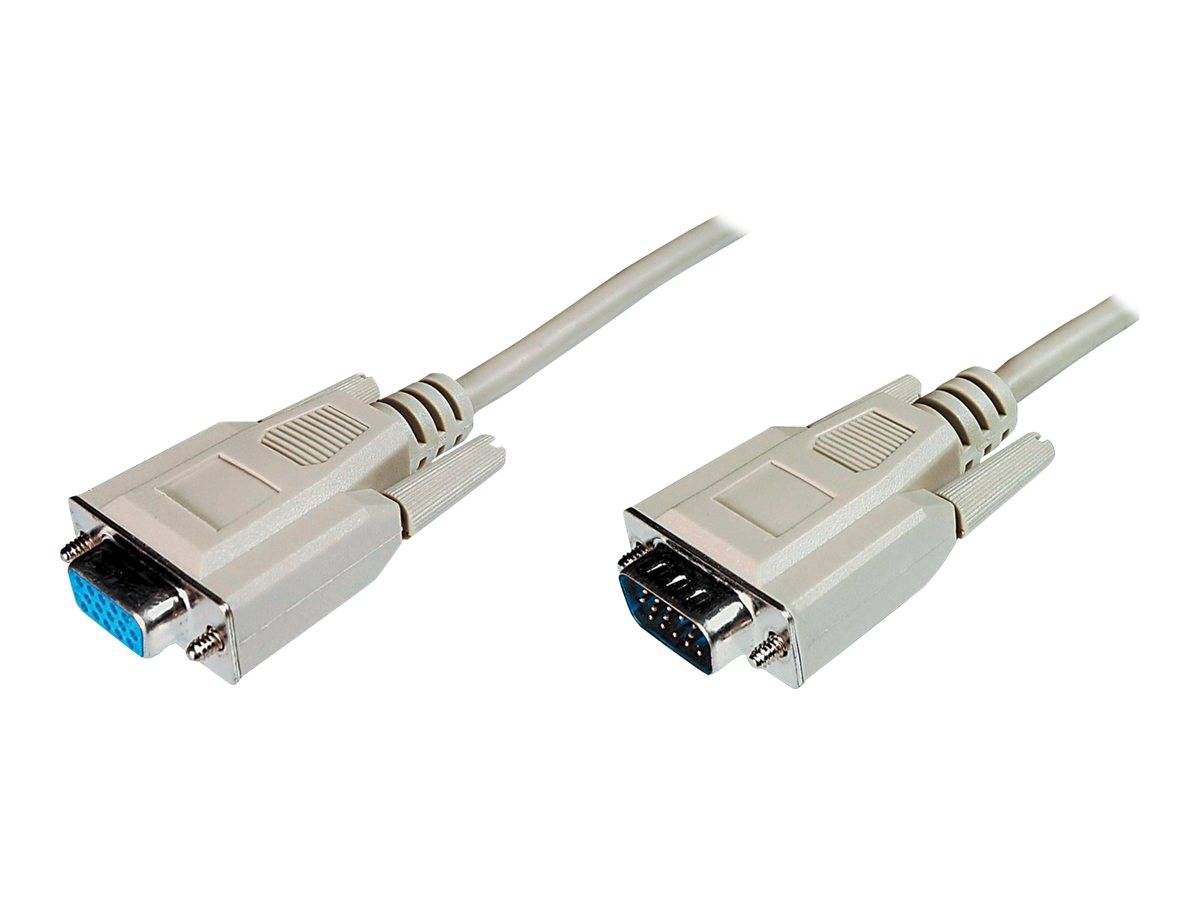 Assmann group AK-310200-050-E VGA-kabel VGA Verlengkabel VGA-stekker 15-polig, VGA-bus 15-polig 5.00 m Grijs Schroefbaar-2