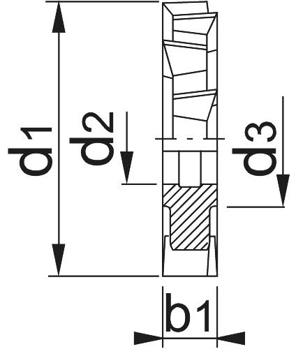 Phantom HSS-E schijffrees, type N‚ kruisvertand, d1:Ø 50 - b1: 10 - d2: 16 - d3: 27-1