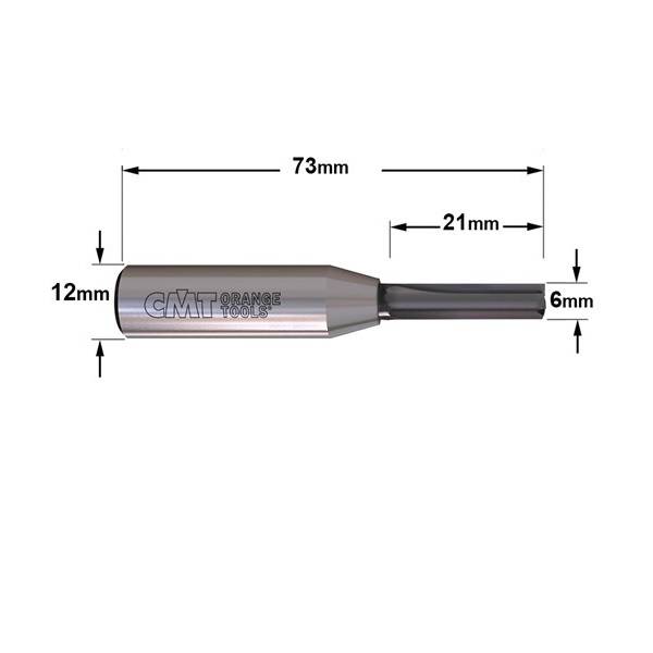 CMT groeffrees, VHM, DLCS-coating, lang, Ø6x21/73mm. Z=3 S=Ø12-1