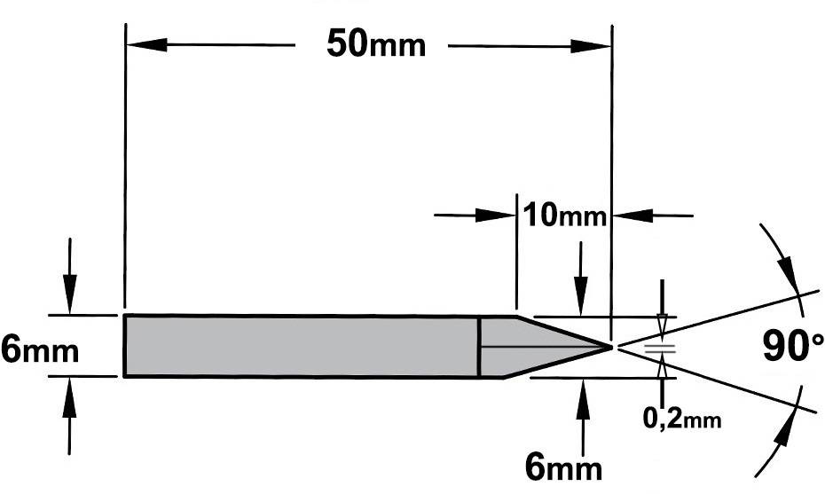 CMT V-groeffrees, VHM, Z2, 90º, Ø 6 x 10/50 mm, S=Ø6-1