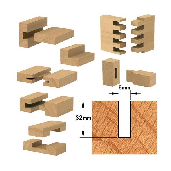 CMT groeffrees, VHM, DLCS-coating, lang, Ø8x32/76,2mm. Z=3 S=Ø12-1