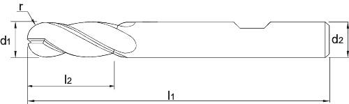 Phantom HSS-E radiusfrees‚ 4-snijder, kort‚ type N‚ TiAlN, d1:Ø 16 - l2: 32 - l1: 92 - d2: Ø 16 - r: 8-1
