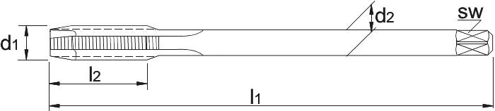 Phantom HSS-E PM machinetap, metrisch‚ stoomontlaten, d1: M18 - P: 2,5 - l1: 125 - l2: 34 - d2: 14-1
